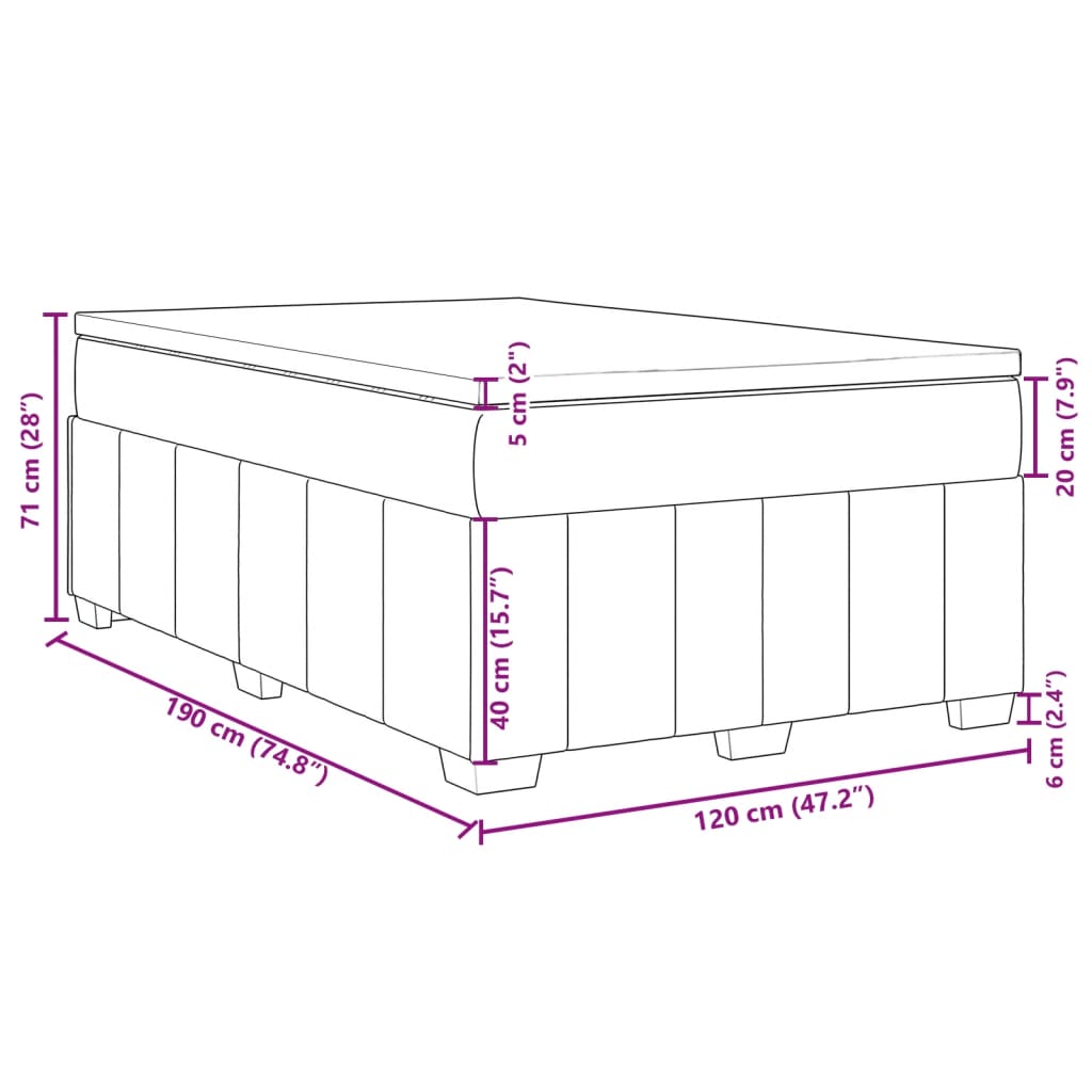 Κρεβάτι Boxspring με Στρώμα Ανοιχτό Γκρι 120x190 εκ. Υφασμάτινο - Pakobazaar
