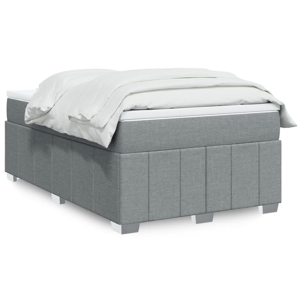 Κρεβάτι Boxspring με Στρώμα Ανοιχτό Γκρι 120x190 εκ. Υφασμάτινο - Pakobazaar
