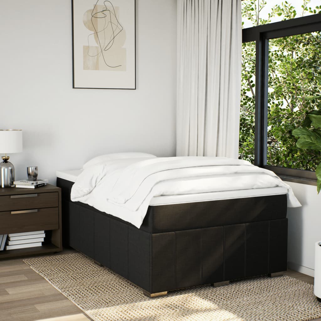 Κρεβάτι Boxspring με Στρώμα Μαύρο 120x190 εκ. Υφασμάτινο - Pakobazaar