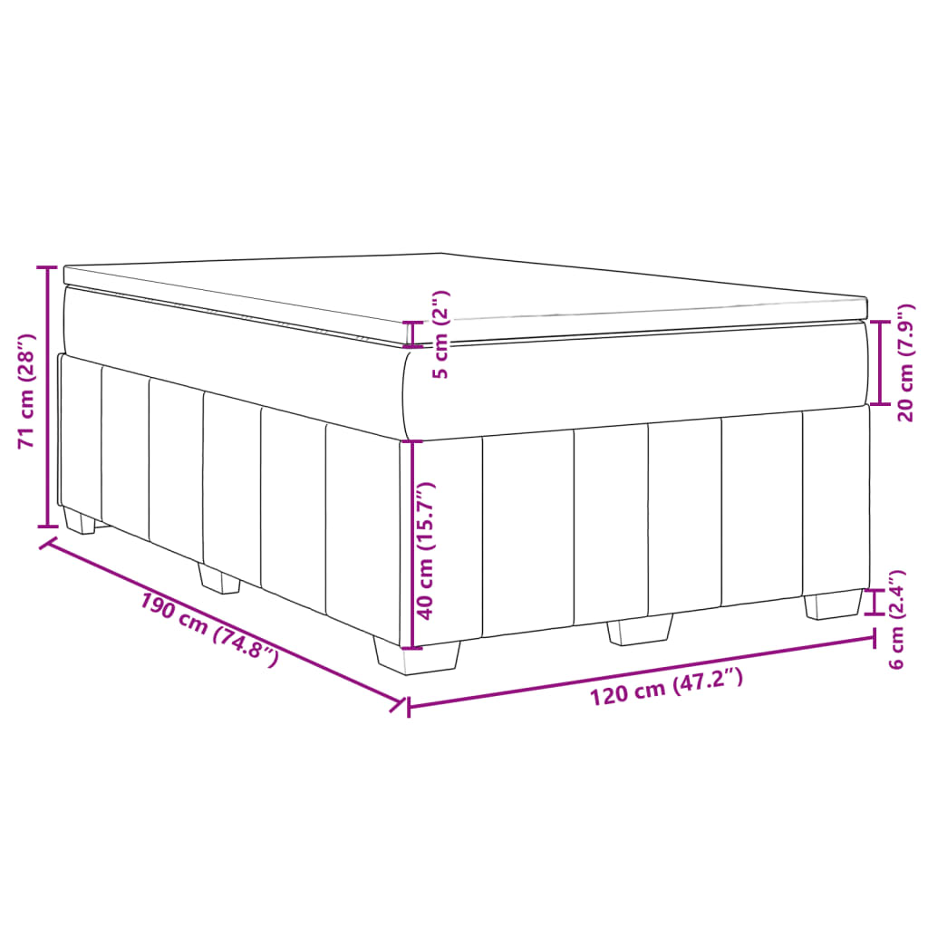 Κρεβάτι Boxspring με Στρώμα Σκούρο Καφέ 120x190 εκ Υφασμάτινο - Pakobazaar