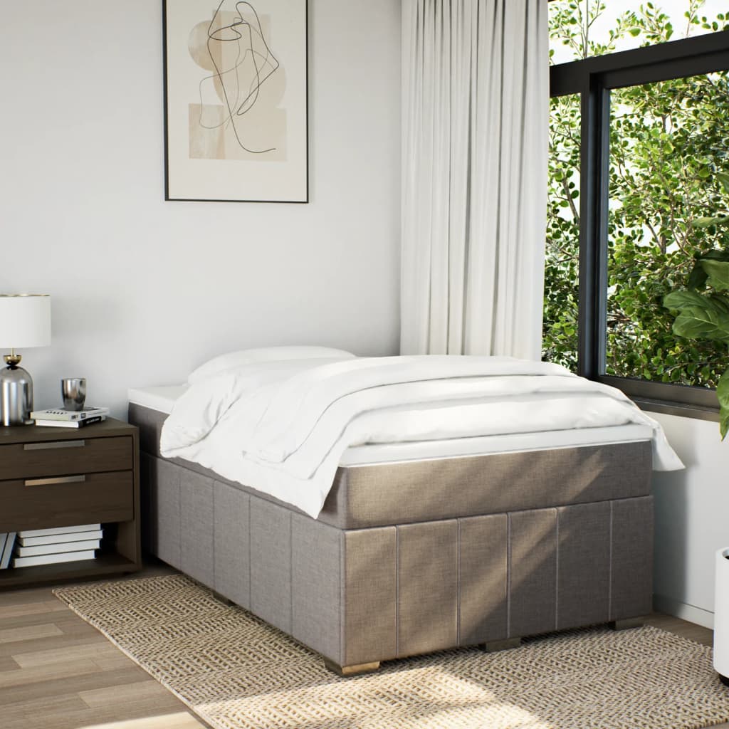 Κρεβάτι Boxspring με Στρώμα Taupe 120x190 εκ. Υφασμάτινο - Pakobazaar
