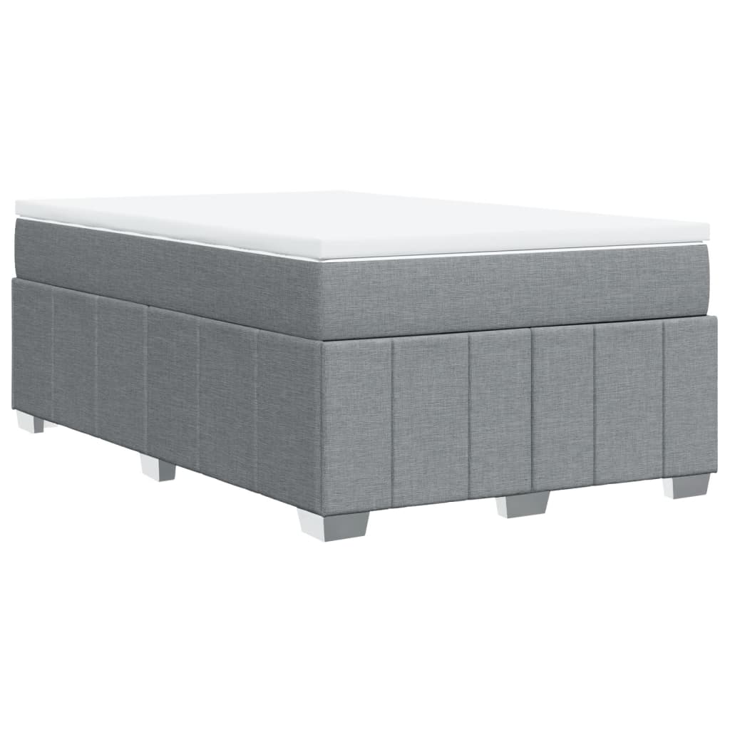 Κρεβάτι Boxspring με Στρώμα Ανοιχτό Γκρι 120x200 εκ. Υφασμάτινο - Pakobazaar
