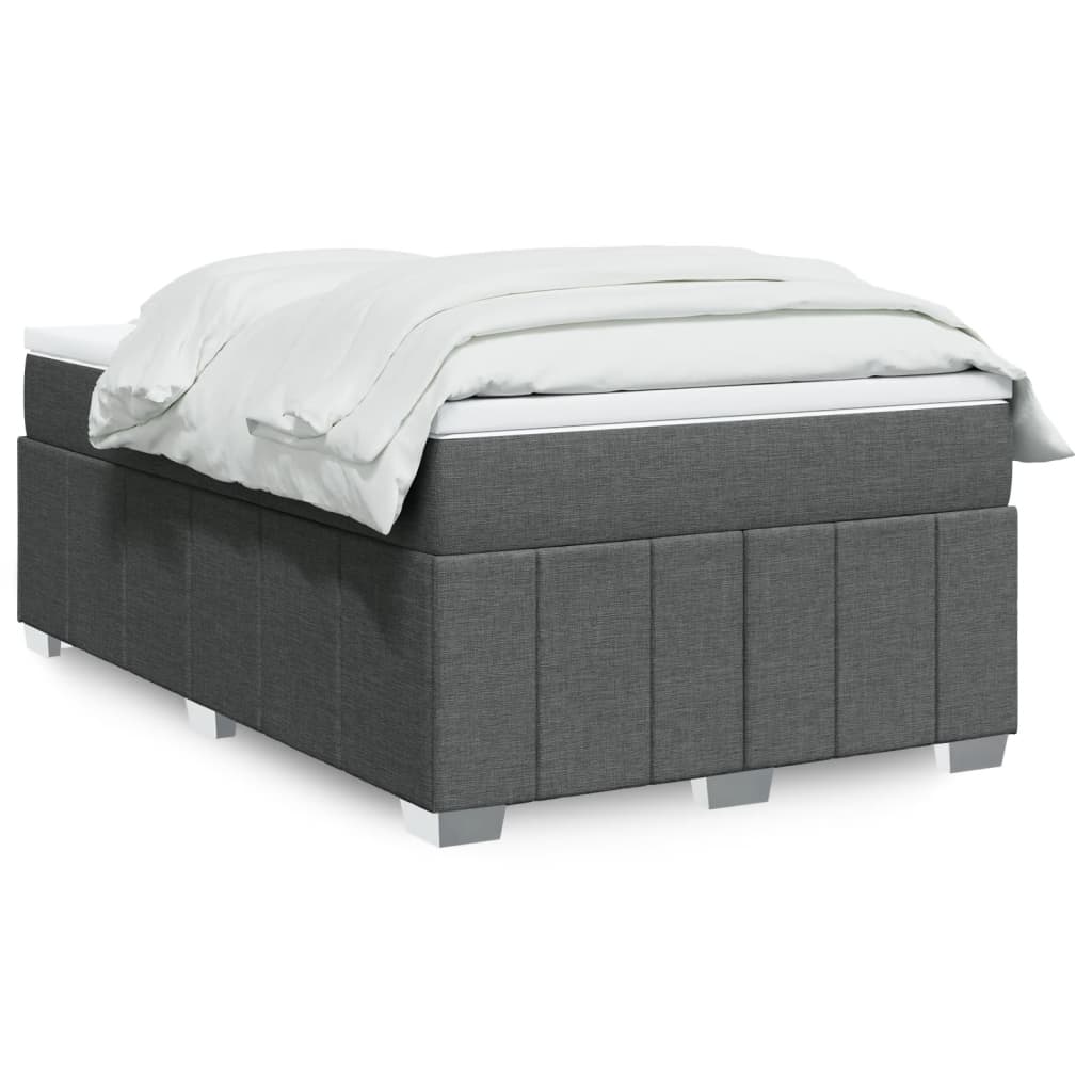 Κρεβάτι Boxspring με Στρώμα Σκούρο Γκρι 120x200 εκ. Υφασμάτινο - Pakobazaar