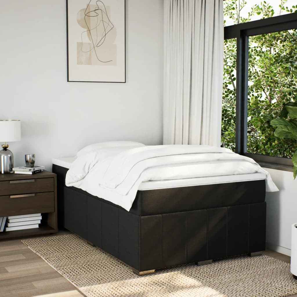Κρεβάτι Boxspring με Στρώμα Μαύρο 120x200 εκ. Υφασμάτινο - Pakobazaar