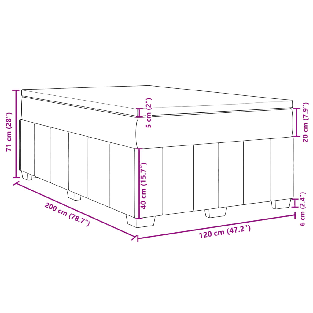 Κρεβάτι Boxspring με Στρώμα Μαύρο 120x200 εκ. Υφασμάτινο - Pakobazaar