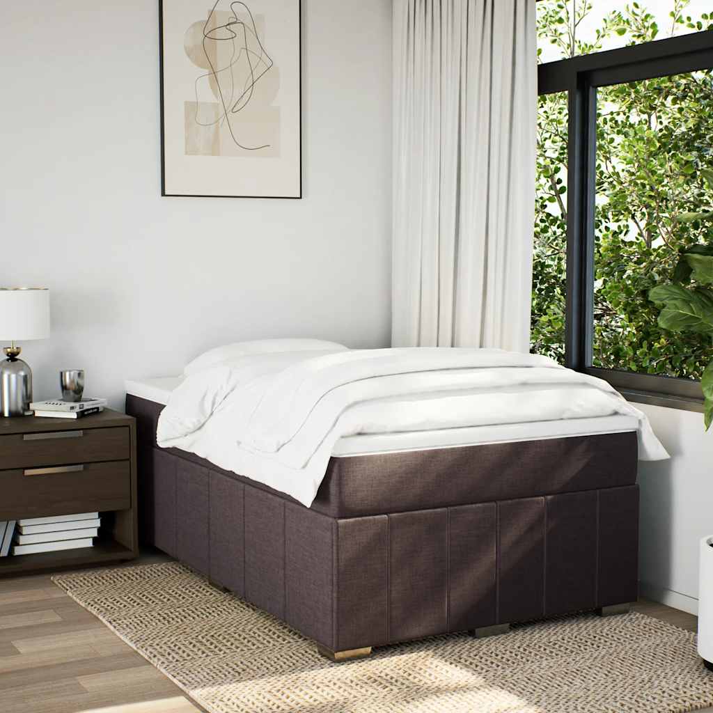 Κρεβάτι Boxspring με Στρώμα Σκούρο Καφέ 120x200 εκ. Υφασμάτινο - Pakobazaar