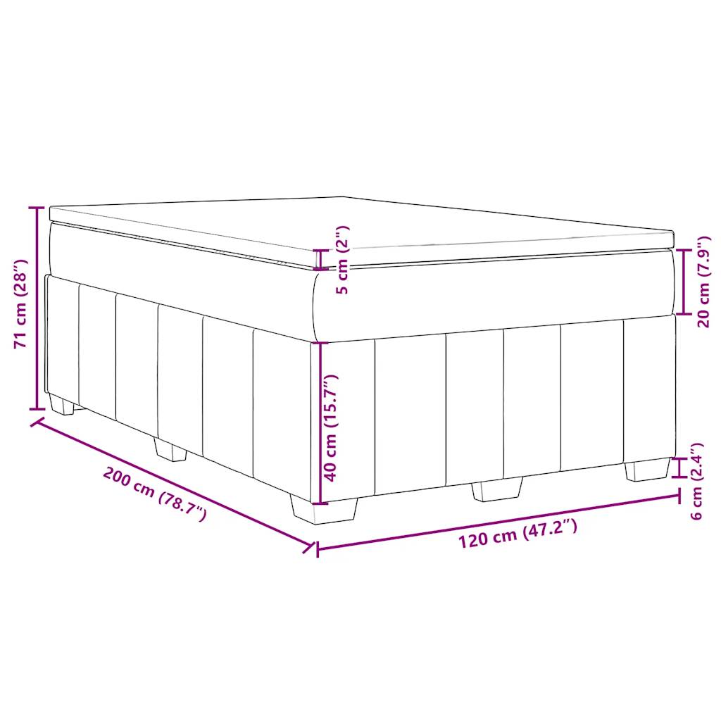 Κρεβάτι Boxspring με Στρώμα Σκούρο Καφέ 120x200 εκ. Υφασμάτινο - Pakobazaar