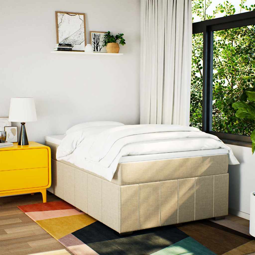 Κρεβάτι Boxspring με Στρώμα Κρεμ 120x200 εκ. Υφασμάτινο - Pakobazaar