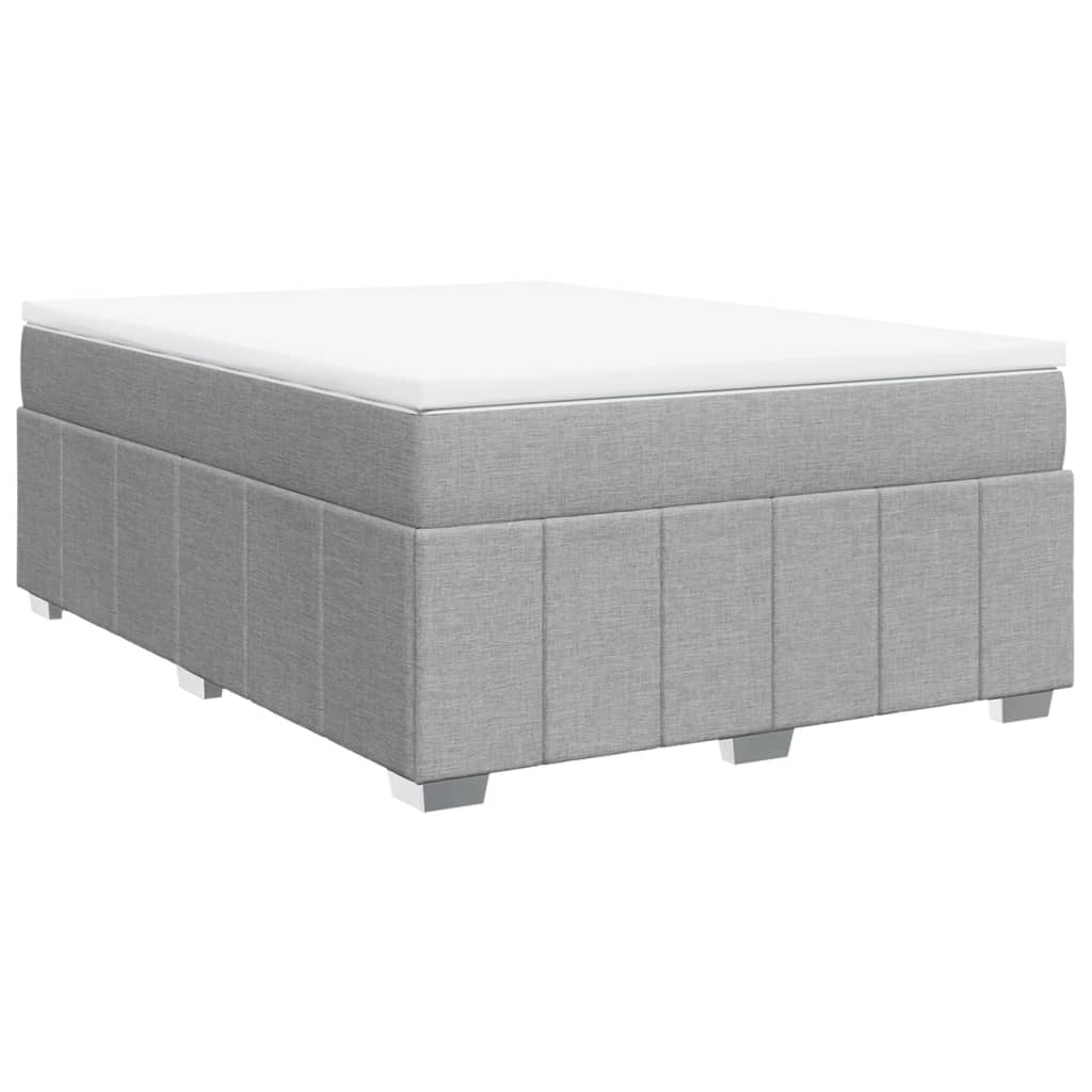 Κρεβάτι Boxspring με Στρώμα Ανοιχτό Γκρι 140x190 εκ. Υφασμάτινο - Pakobazaar