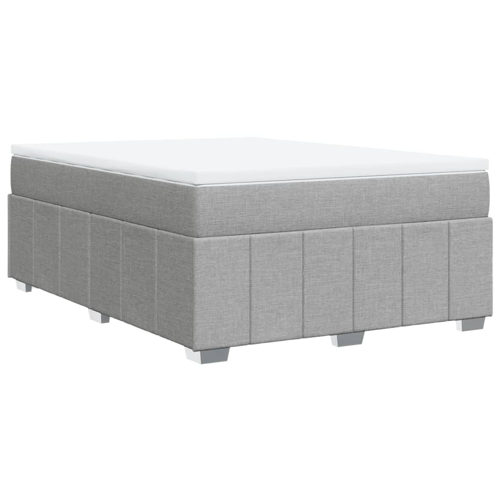 Κρεβάτι Boxspring με Στρώμα Ανοιχτό Γκρι 140x190 εκ. Υφασμάτινο - Pakobazaar