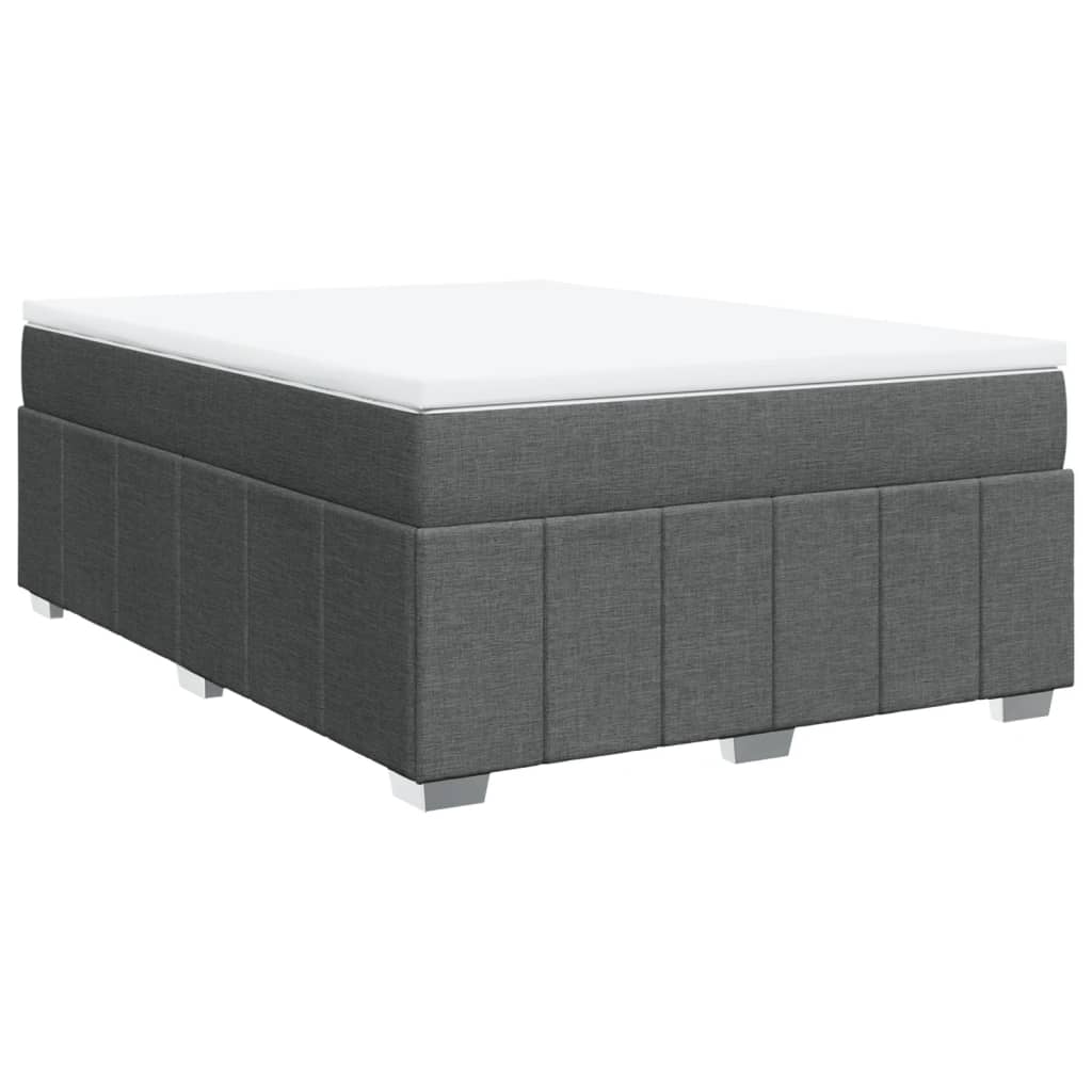 Κρεβάτι Boxspring με Στρώμα Σκούρο Γκρι 140x190 εκ. Υφασμάτινο - Pakobazaar