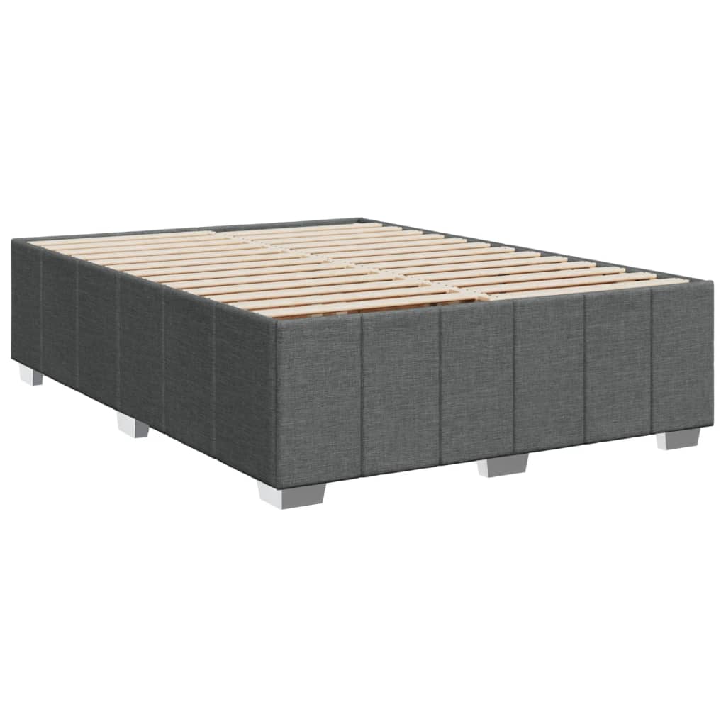 Κρεβάτι Boxspring με Στρώμα Σκούρο Γκρι 140x190 εκ. Υφασμάτινο - Pakobazaar