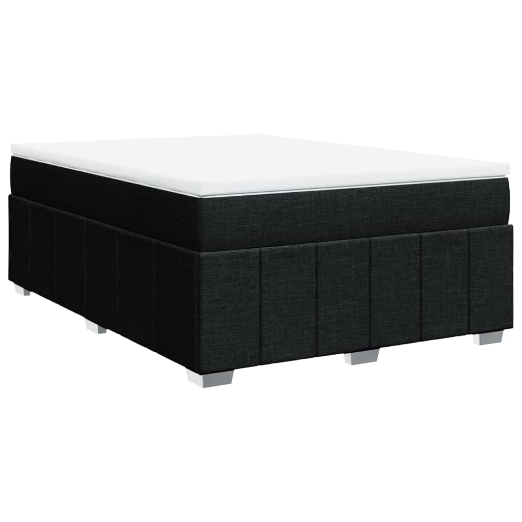 Κρεβάτι Boxspring με Στρώμα Μαύρο 140x190 εκ. Υφασμάτινο - Pakobazaar