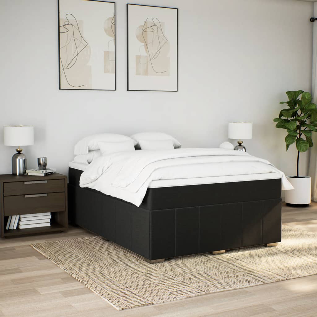 Κρεβάτι Boxspring με Στρώμα Μαύρο 140x190 εκ. Υφασμάτινο - Pakobazaar