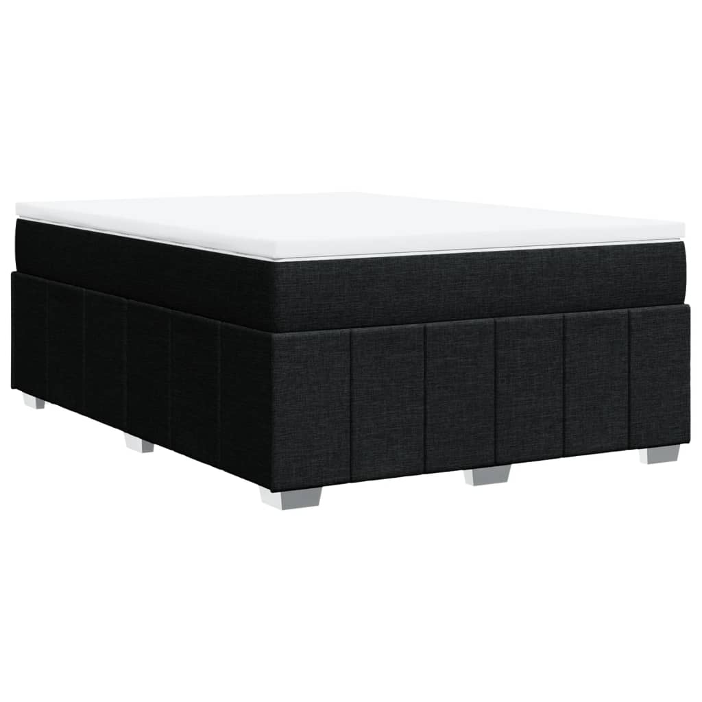 Κρεβάτι Boxspring με Στρώμα Μαύρο 140x190 εκ. Υφασμάτινο - Pakobazaar