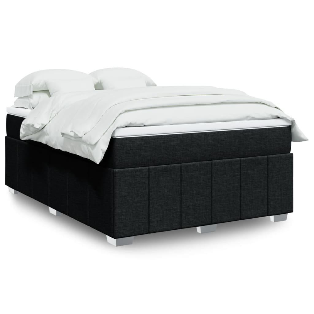 Κρεβάτι Boxspring με Στρώμα Μαύρο 140x190 εκ. Υφασμάτινο - Pakobazaar
