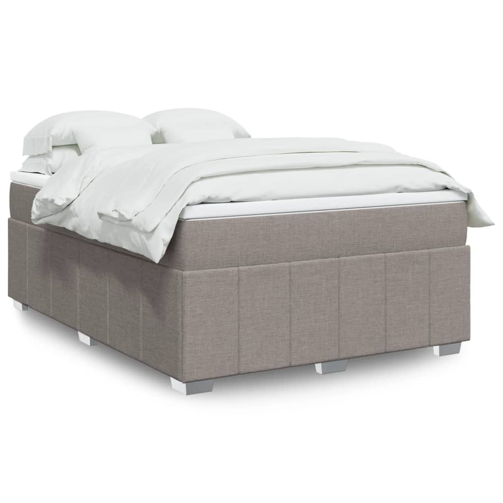 Κρεβάτι Boxspring με Στρώμα Taupe 140x190 εκ. Υφασμάτινο - Pakobazaar