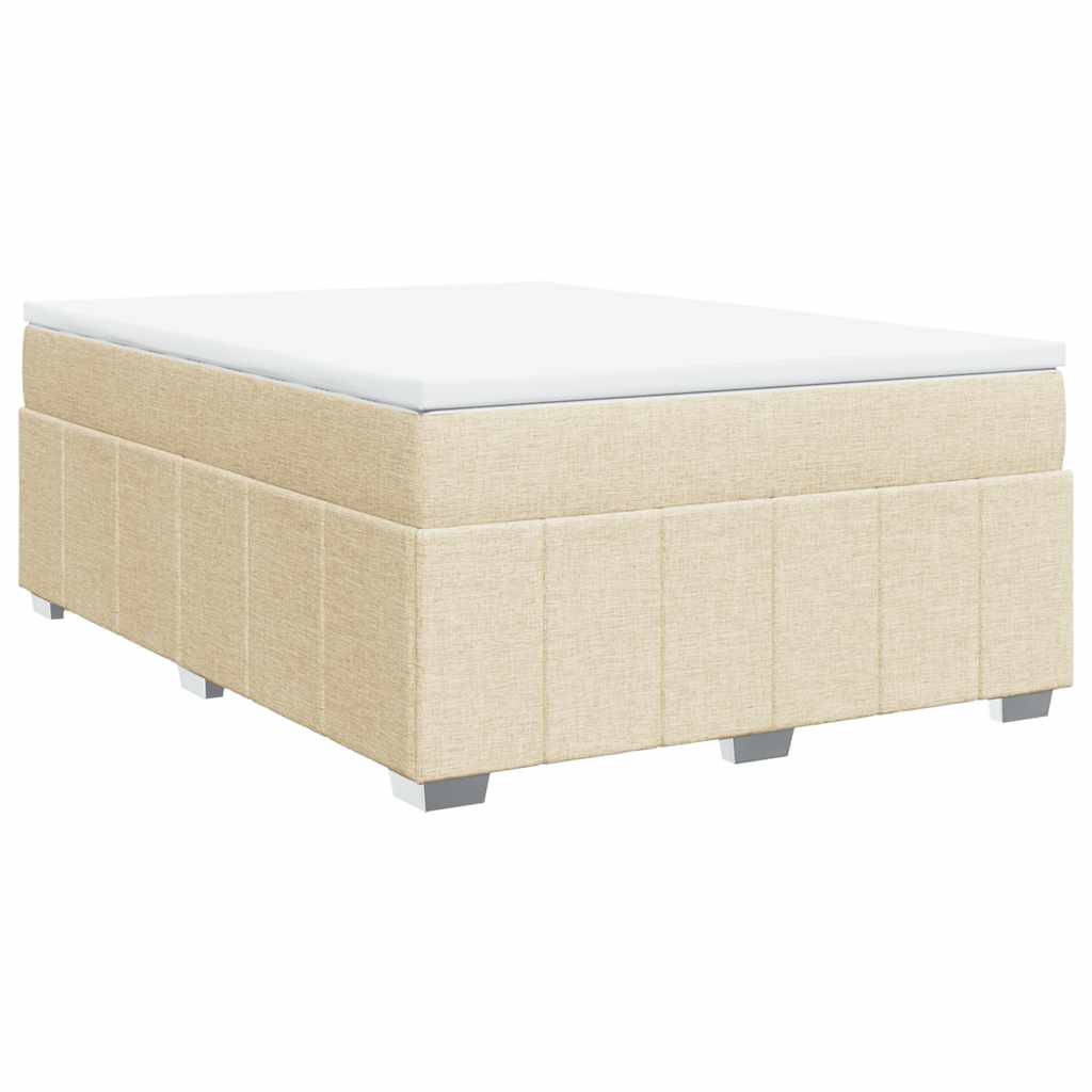 Κρεβάτι Boxspring με Στρώμα Κρεμ 140x190 εκ. Υφασμάτινο - Pakobazaar