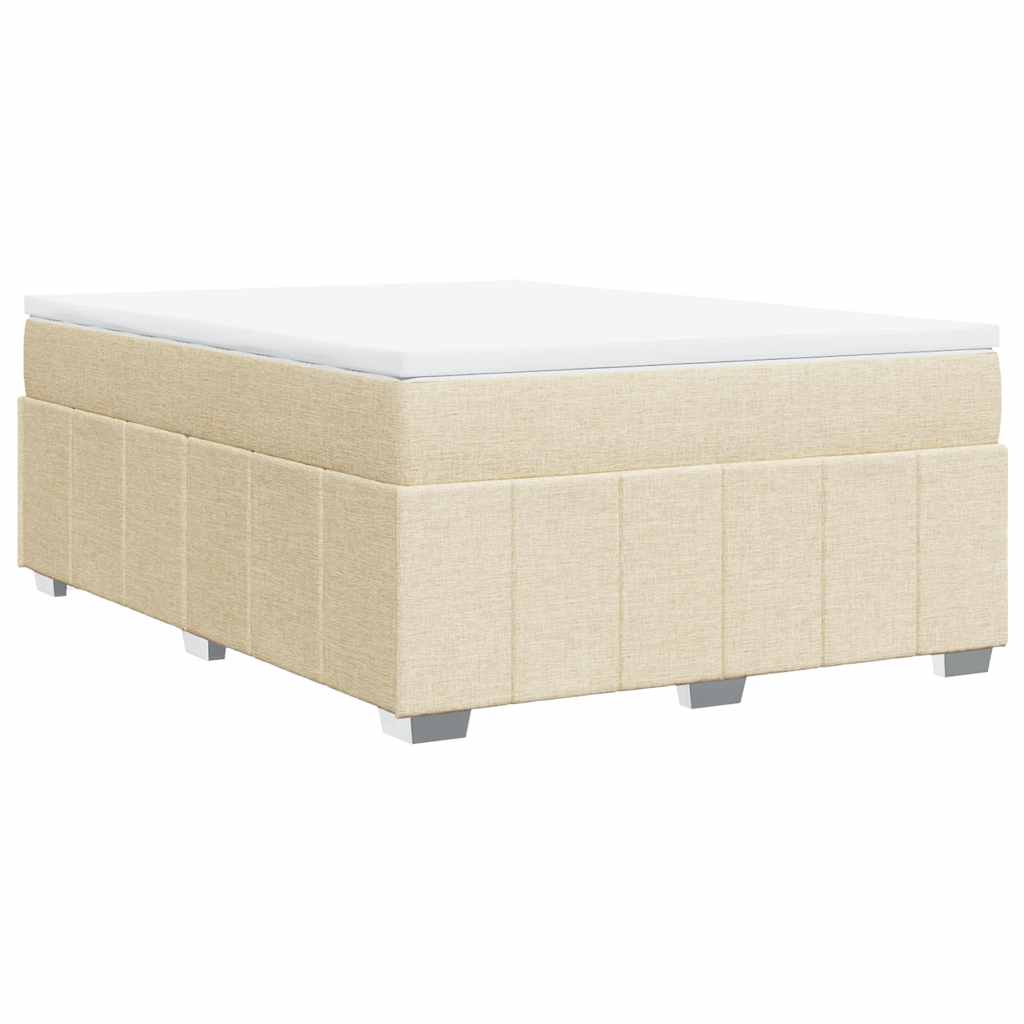 Κρεβάτι Boxspring με Στρώμα Κρεμ 140x190 εκ. Υφασμάτινο - Pakobazaar
