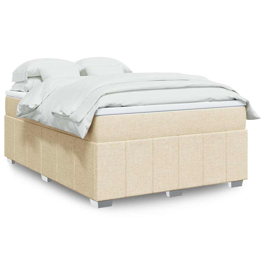Κρεβάτι Boxspring με Στρώμα Κρεμ 140x190 εκ. Υφασμάτινο - Pakobazaar