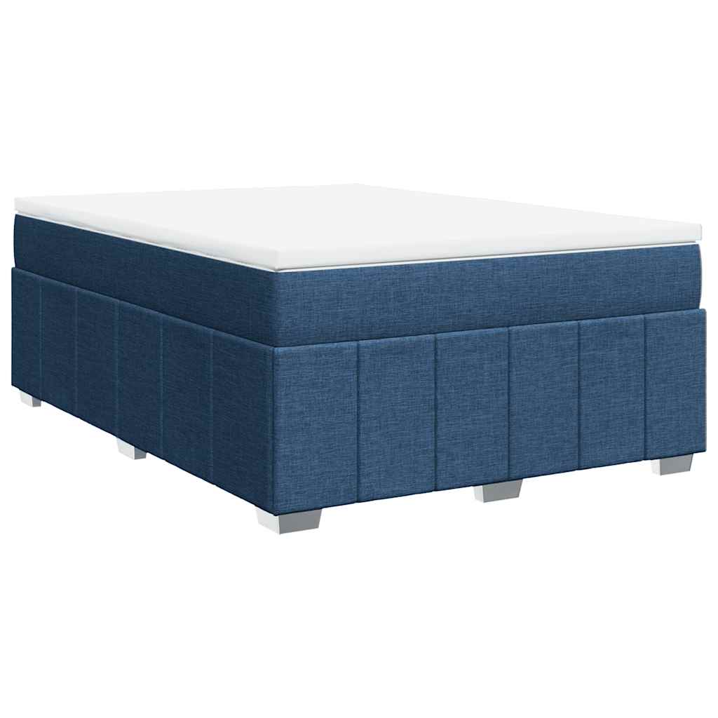 Κρεβάτι Boxspring με Στρώμα Μπλε 140x190 εκ. Υφασμάτινο