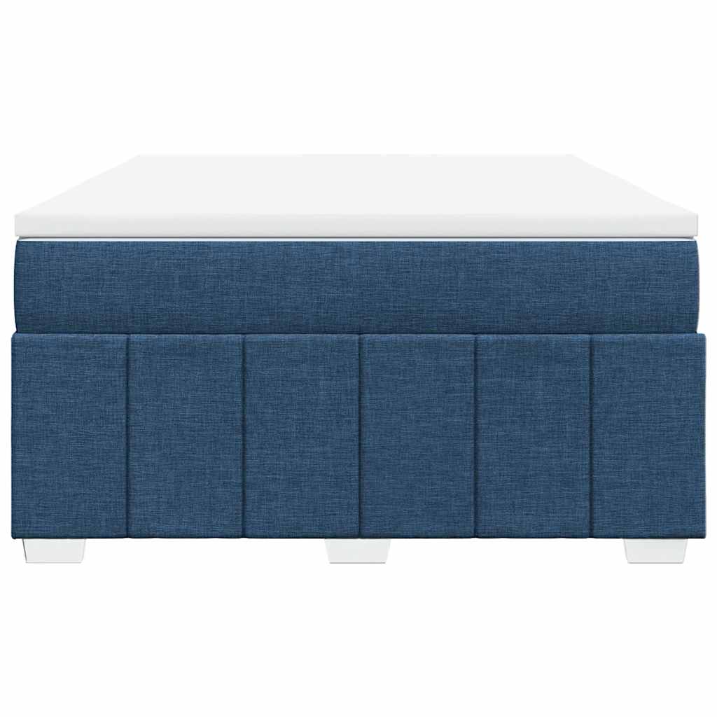 Κρεβάτι Boxspring με Στρώμα Μπλε 140x190 εκ. Υφασμάτινο