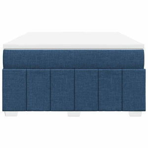 Κρεβάτι Boxspring με Στρώμα Μπλε 140x190 εκ. Υφασμάτινο