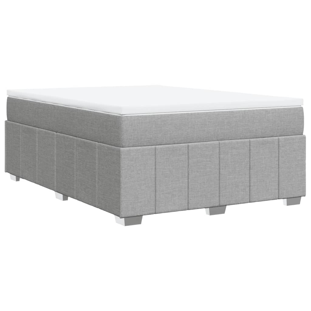 Κρεβάτι Boxspring με Στρώμα Ανοιχτό Γκρι 140x200 εκ. Υφασμάτινο