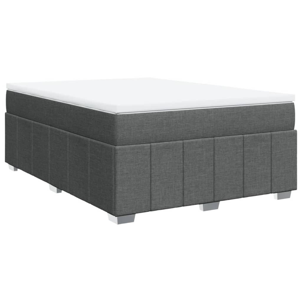 Κρεβάτι Boxspring με Στρώμα Σκούρο Γκρι 140x200 εκ Υφασμάτινο - Pakobazaar