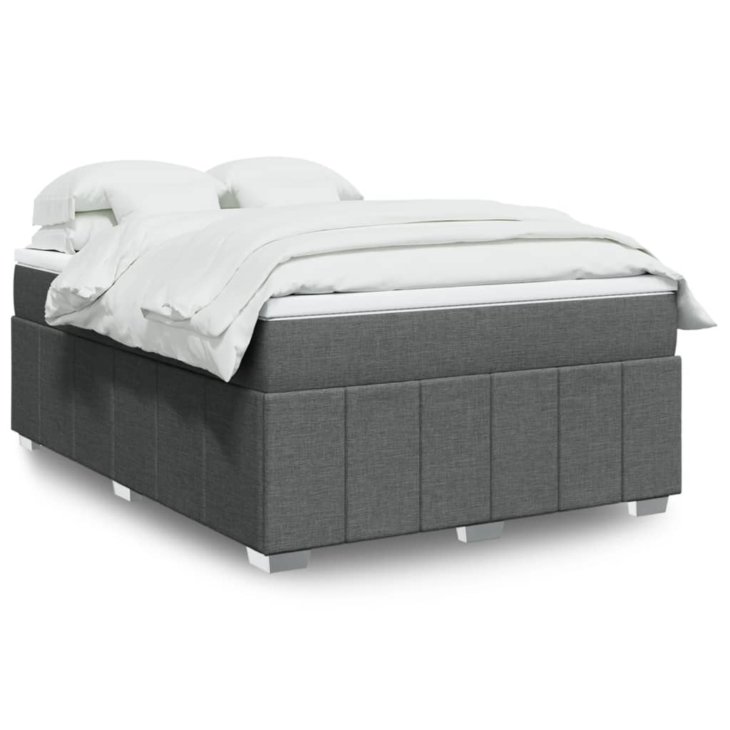 Κρεβάτι Boxspring με Στρώμα Σκούρο Γκρι 140x200 εκ Υφασμάτινο - Pakobazaar