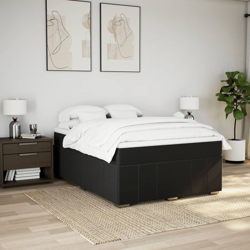 Κρεβάτι Boxspring με Στρώμα Μαύρο 140x200 εκ. Υφασμάτινο - Pakobazaar
