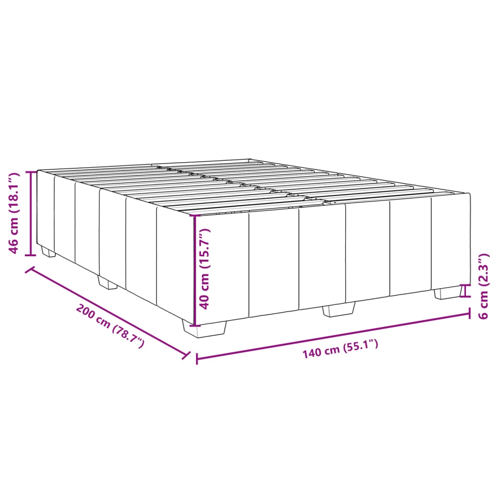 Κρεβάτι Boxspring με Στρώμα Μαύρο 140x200 εκ. Υφασμάτινο - Pakobazaar