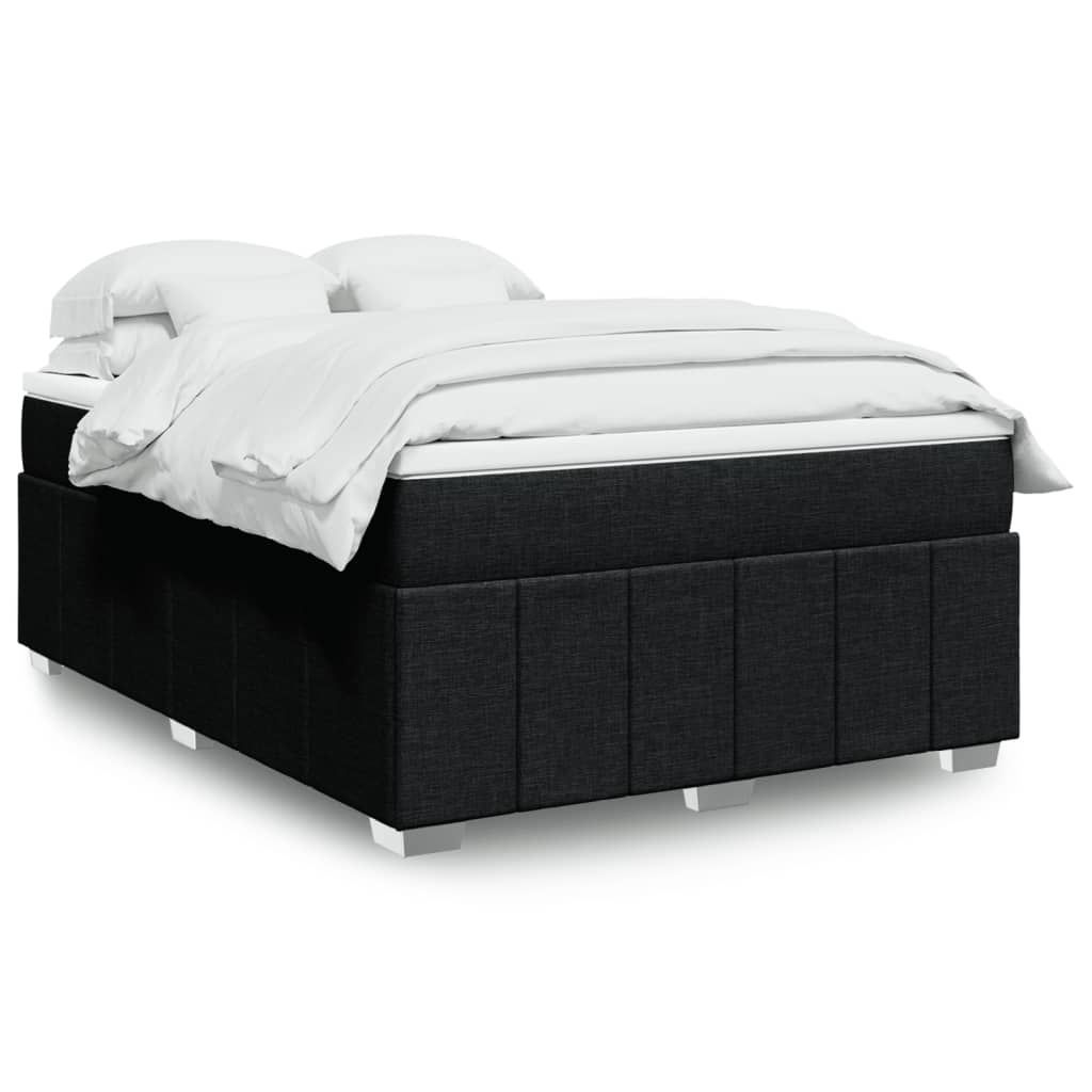 Κρεβάτι Boxspring με Στρώμα Μαύρο 140x200 εκ. Υφασμάτινο - Pakobazaar