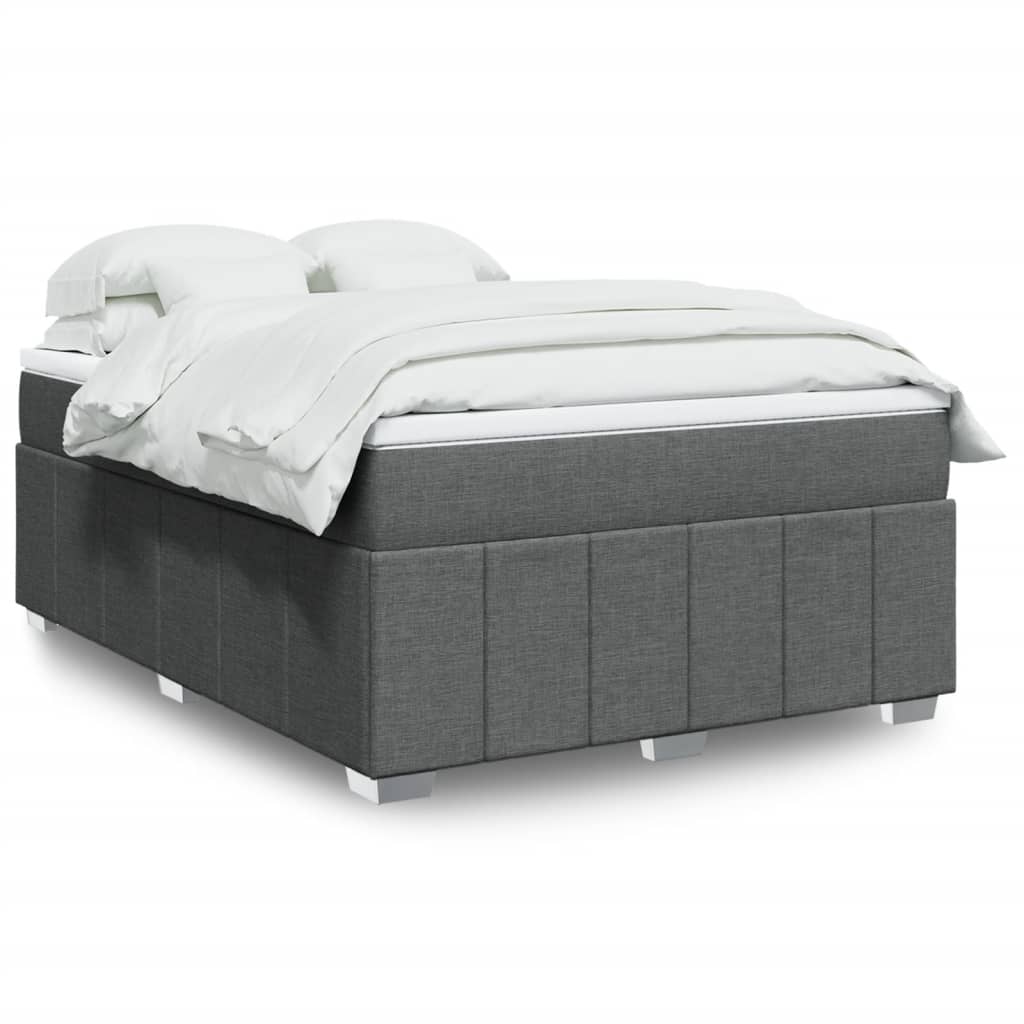 Κρεβάτι Boxspring με Στρώμα Σκούρο Γκρι 160x200 εκ Υφασμάτινο - Pakobazaar