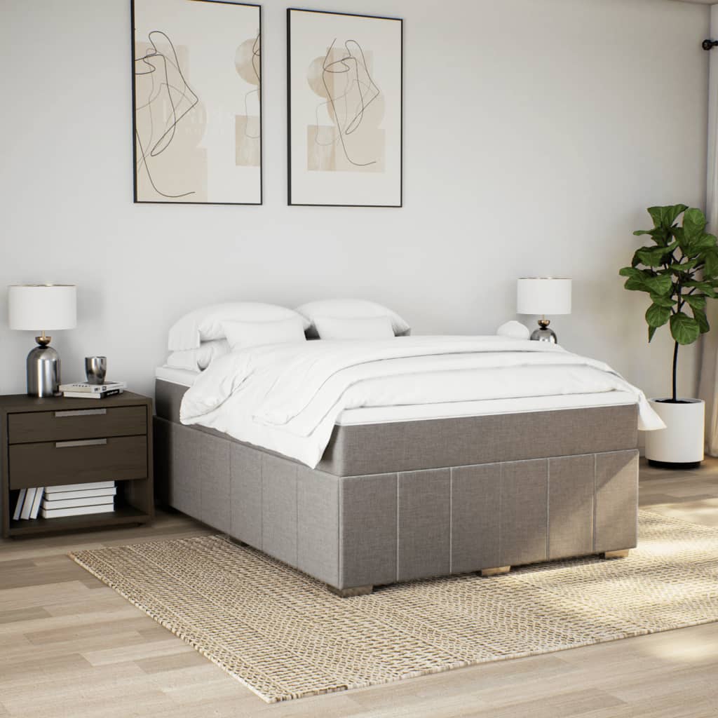 Κρεβάτι Boxspring με Στρώμα Taupe 160x200 εκ. Υφασμάτινο - Pakobazaar