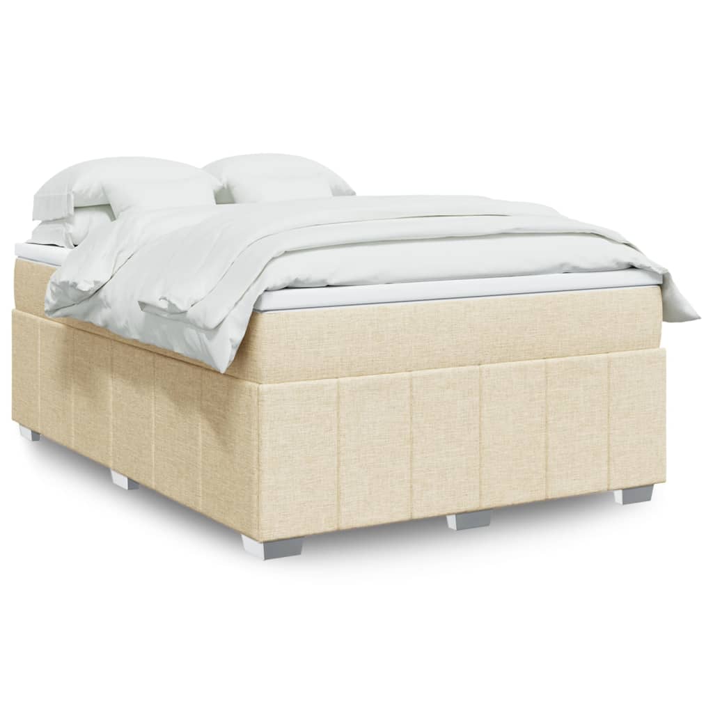 Κρεβάτι Boxspring με Στρώμα Κρεμ 160x200 εκ. Υφασμάτινο - Pakobazaar