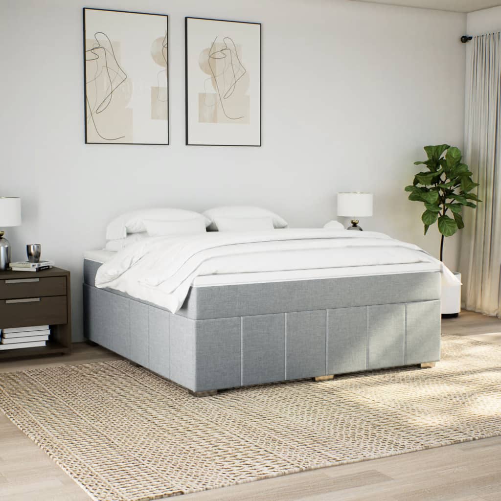 Κρεβάτι Boxspring με Στρώμα Ανοιχτό Γκρι 180x200 εκ. Υφασμάτινο