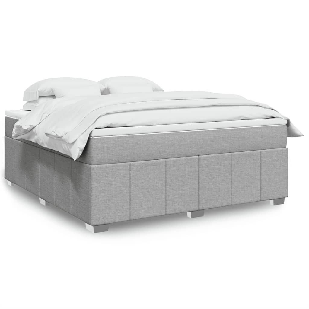 Κρεβάτι Boxspring με Στρώμα Ανοιχτό Γκρι 180x200 εκ. Υφασμάτινο