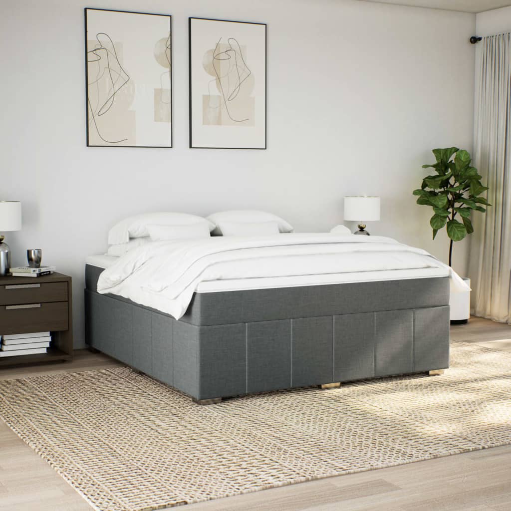 Κρεβάτι Boxspring με Στρώμα Σκούρο Γκρι 180x200 εκ Υφασμάτιν