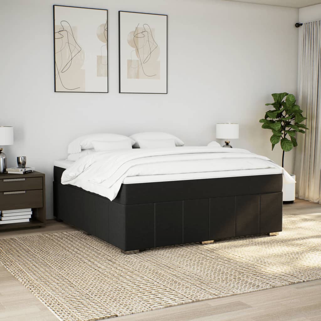 Κρεβάτι Boxspring με Στρώμα Μαύρο 180x200 εκ. Υφασμάτινο - Pakobazaar