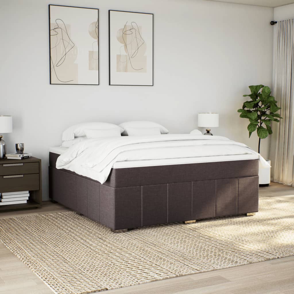 Κρεβάτι Boxspring με Στρώμα Σκούρο Καφέ 180x200 εκ Υφασμάτινο - Pakobazaar