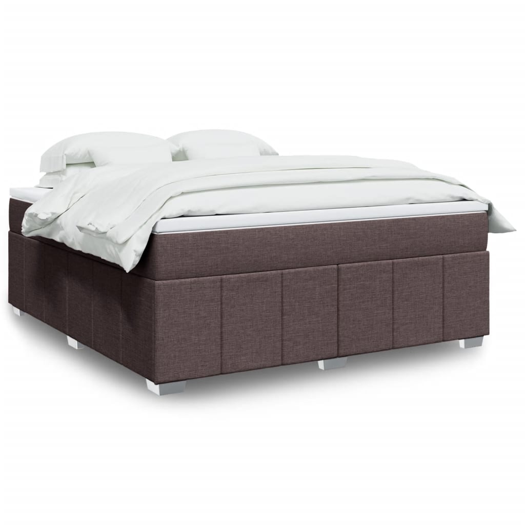 Κρεβάτι Boxspring με Στρώμα Σκούρο Καφέ 180x200 εκ Υφασμάτινο - Pakobazaar