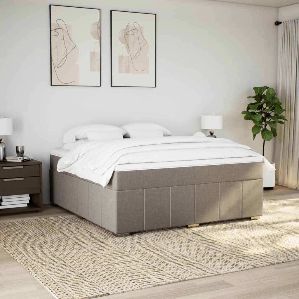 Κρεβάτι Boxspring με Στρώμα Taupe 180x200 εκ. Υφασμάτινο - Pakobazaar