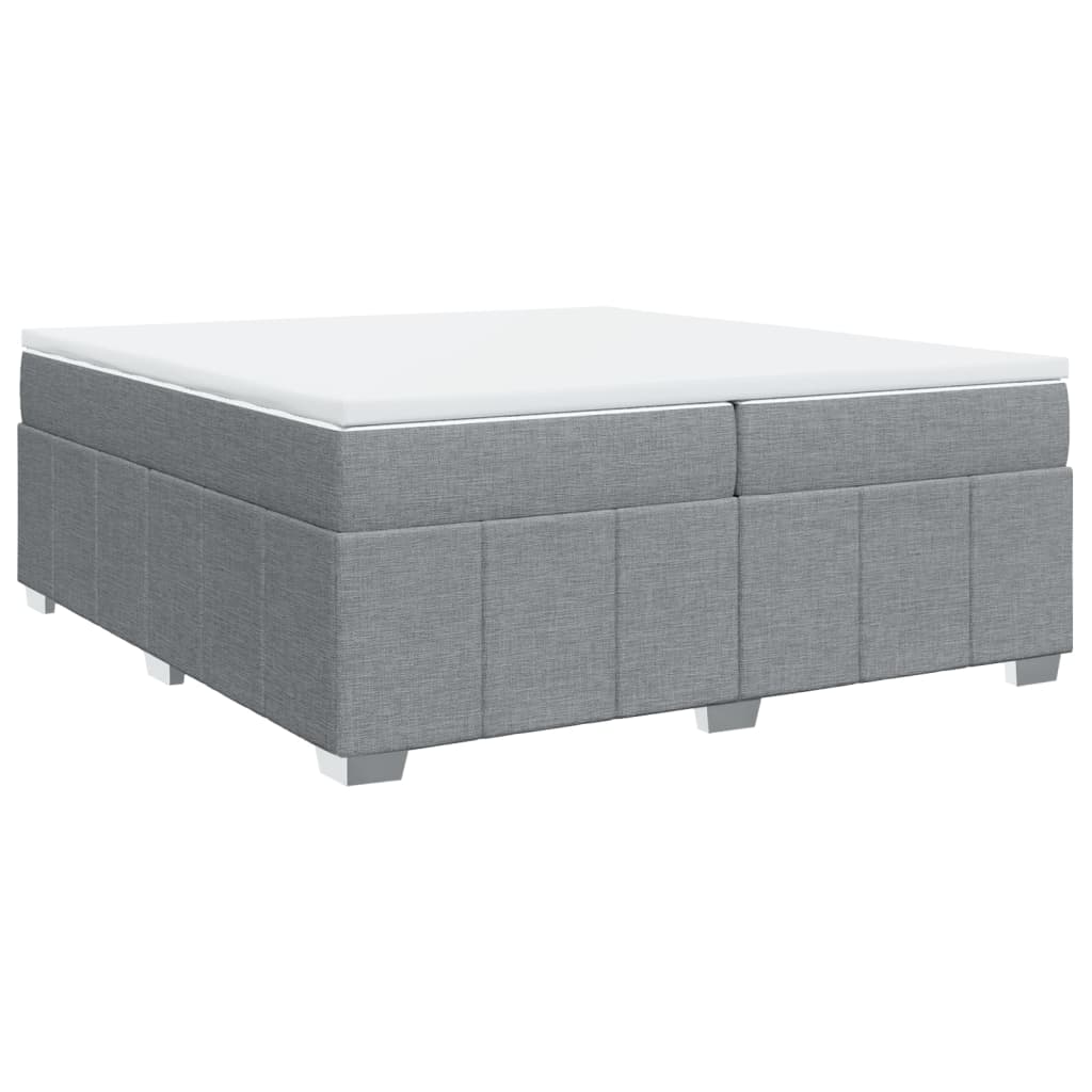 Κρεβάτι Boxspring με Στρώμα Ανοιχτό Γκρι 200x200 εκ. Υφασμάτινο - Pakobazaar