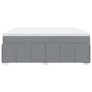 Κρεβάτι Boxspring με Στρώμα Ανοιχτό Γκρι 200x200 εκ. Υφασμάτινο - Pakobazaar