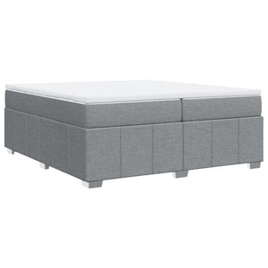 Κρεβάτι Boxspring με Στρώμα Ανοιχτό Γκρι 200x200 εκ. Υφασμάτινο - Pakobazaar