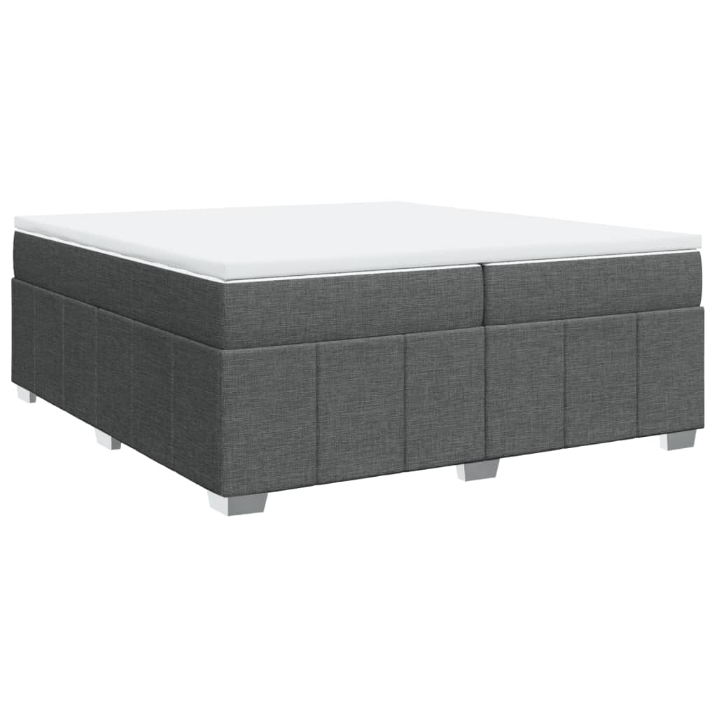 Κρεβάτι Boxspring με Στρώμα Σκούρο Γκρι 200x200 εκ. Υφασμάτινο - Pakobazaar