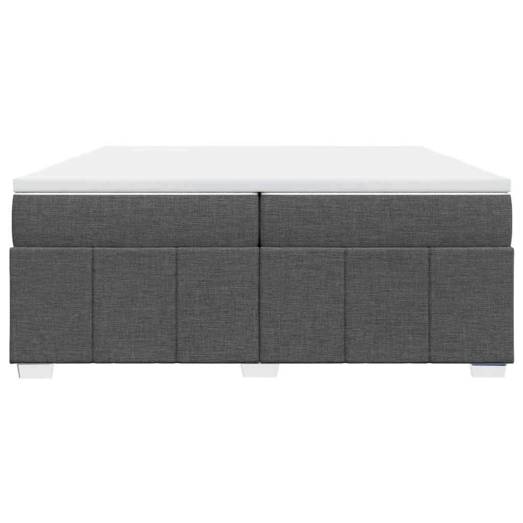 Κρεβάτι Boxspring με Στρώμα Σκούρο Γκρι 200x200 εκ. Υφασμάτινο - Pakobazaar
