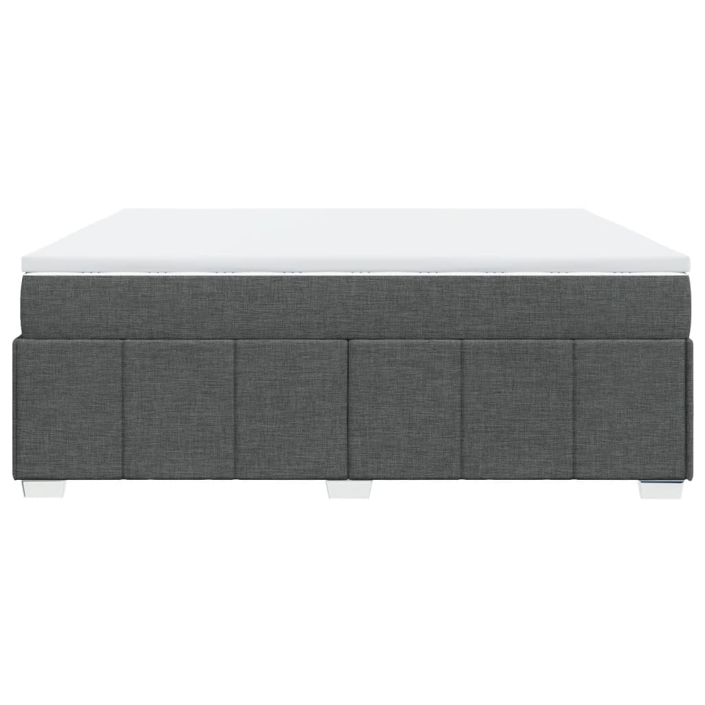Κρεβάτι Boxspring με Στρώμα Σκούρο Γκρι 200x200 εκ. Υφασμάτινο - Pakobazaar