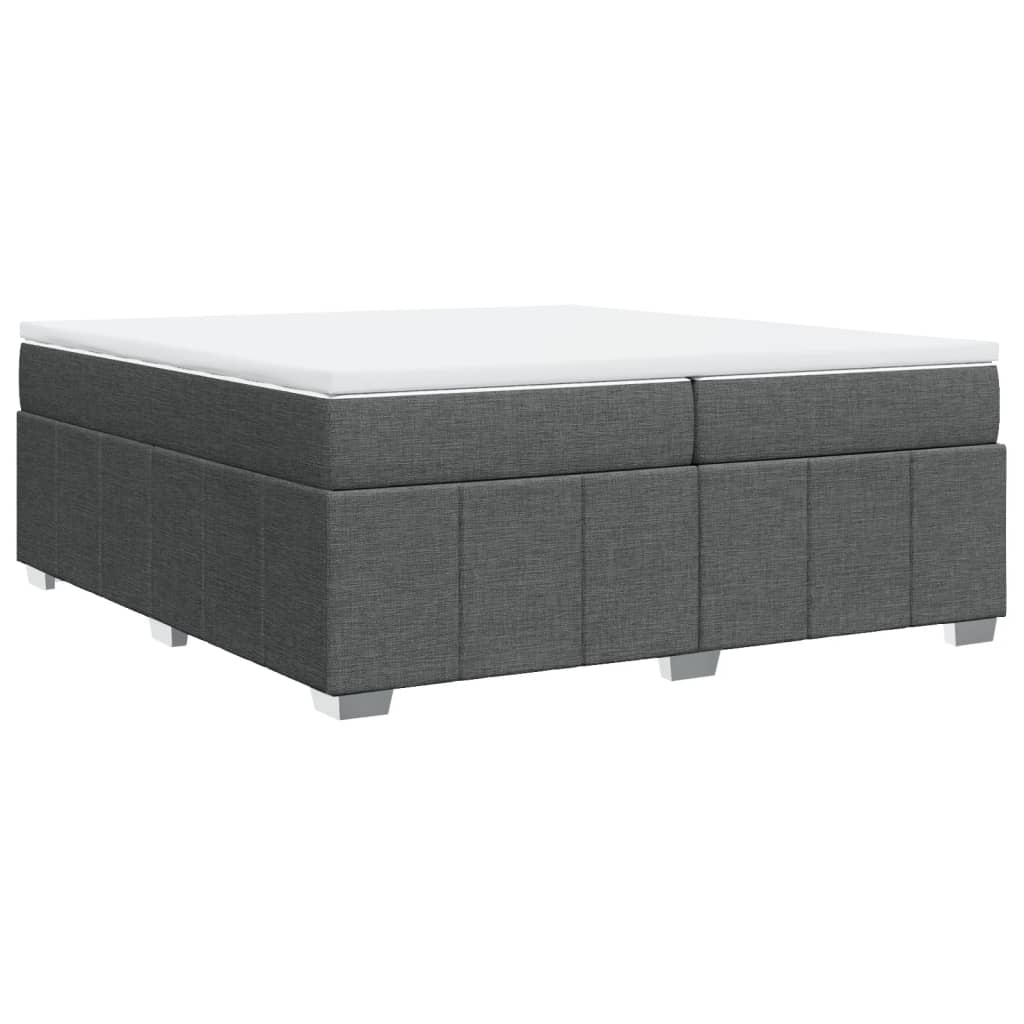 Κρεβάτι Boxspring με Στρώμα Σκούρο Γκρι 200x200 εκ. Υφασμάτινο - Pakobazaar